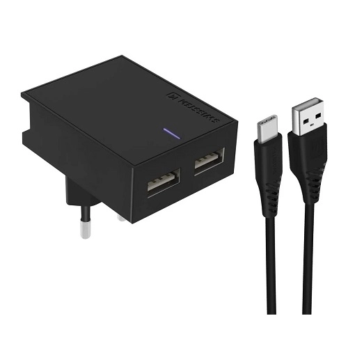Swissten 3A Dual Travel Charger + Type-C USB Cable 22044000 