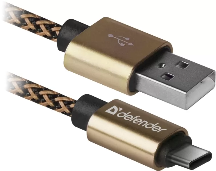 Defender Technology Kabal  USB09-03T PRO USB2.0 USB cable, Golden, AM-Type-C, 1m, 2.1A 