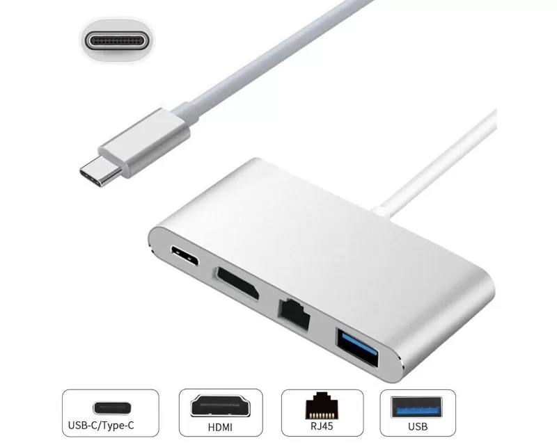 E-GREEN USB Tip C u HDMI + USB 3.0 + Tip C + RJ45 F 